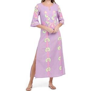Debbie Katz Delilah Embroidered Kaftan Cover Up Dress Size S NWT